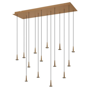 MANTRA ANDROMEDA Led Colgante Oro Sin Tulipa 14L Rectangular