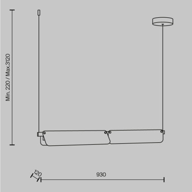 MAYTONI FLAT 930 Colgante de Vidrio Gris Fumé 20W