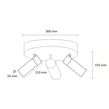 INCOLAMP Plafón Orientable GU10 3L