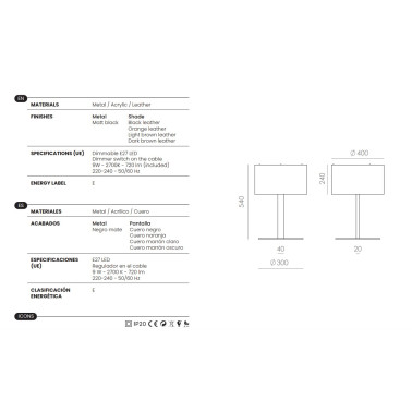 AROMAS REMS Sobremesa Pantalla Cuero