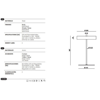 AROMAS AMBOR Sobremesa Acero Oro/Negro