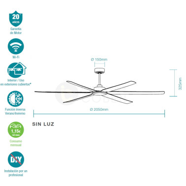 MARTEC OSPREY DC Ø2050 Ventilador Negro WiFi
