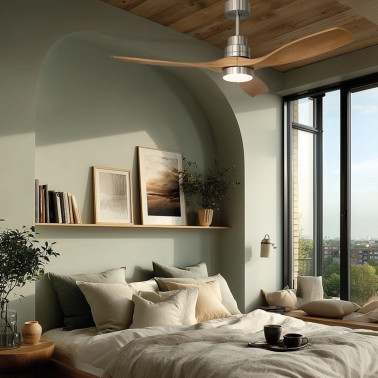 LIGHTED NALON Ventilador de Techo Níquel-Madera