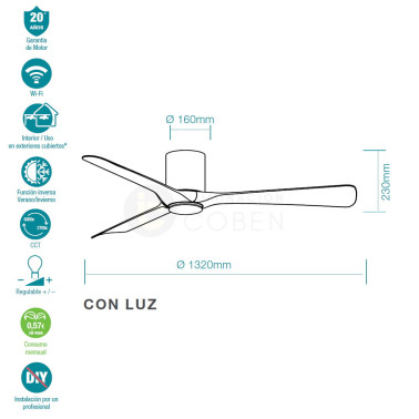 MARTEC FRESNO DC LUZ Ventilador Blanco WIFI