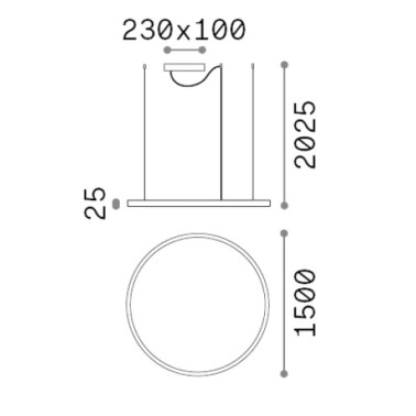 IDEAL LUX ORACLE SLIM D150 Colgante Negro 3000K DALI/PUSH