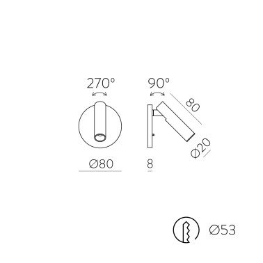ACB ATRIA MINI Round Lector Empotrable Bronce