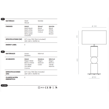 AROMAS ALDA Sobremesa Mármol/Madera