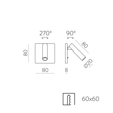 ACB ATRIA MINI Square Lector Empotrable Bronce