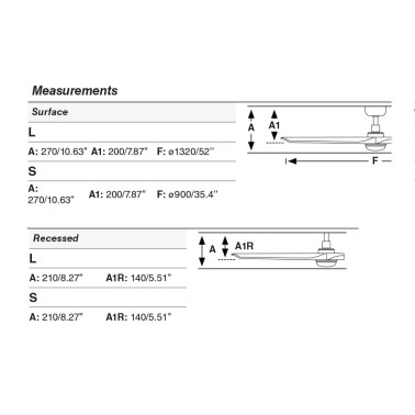 FARO HEYWOOD S LED EMPOTRADO Ventilador Negro