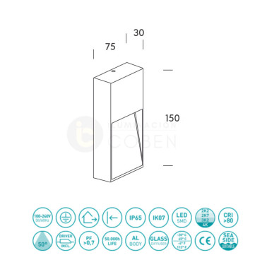 HOFF LIGHT BERGEN VERTICAL Bañador Antracita 4CCT