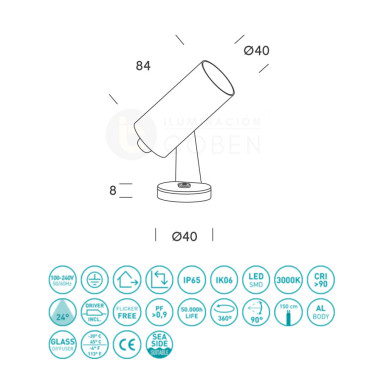 HOFF LIGHT MEXICO 6 Proyector Antracita 3000K