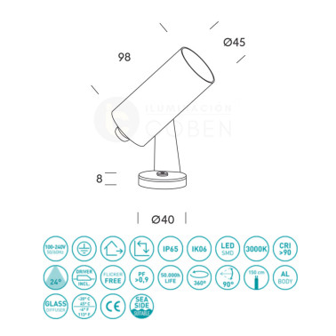 HOFF LIGHT MEXICO 9 Proyector Antracita 3000K