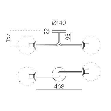 ACB PARMA Estructura Aplique-Plafón Oro 2L