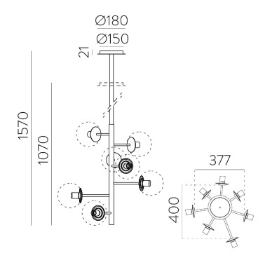 ACB PARMA Estructura Plafón Oro 7L