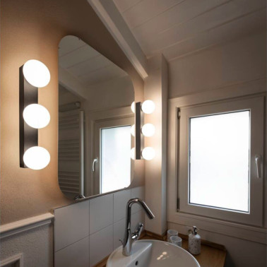 SLV SUN MIRROR Aplique Negro Baño 3L IP44 3CCT