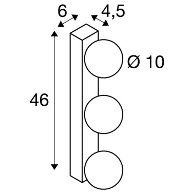 SLV SUN MIRROR Aplique Negro Baño 3L IP44 3CCT