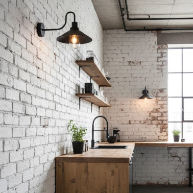 ACB TOURS Aplique Pared Negro Texturado Industrial IP65