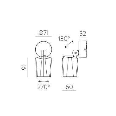 ACB GAIA Aplique 1L Orientable Antracita IP65