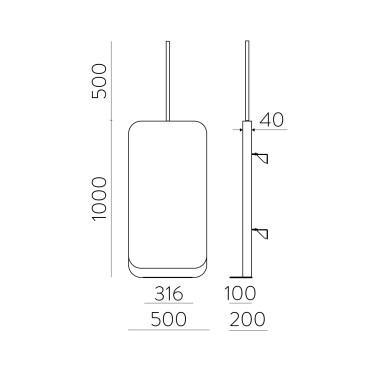 ACB SHELF Espejo Decorativo Negro Mate Liso