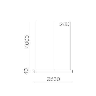 ACB LOOP 600 Colgante Negro 2700K-3000K