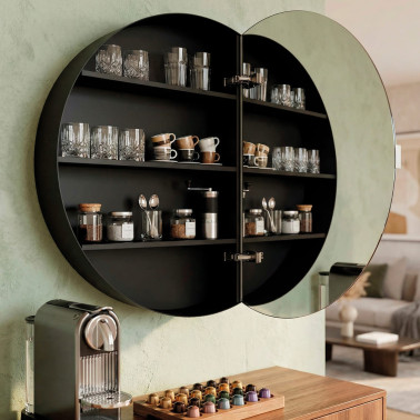 ACB CANET Espejo Negro Mate con Almacenaje