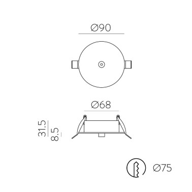 ACB LOOP Florón Empotrable Negro Ø90