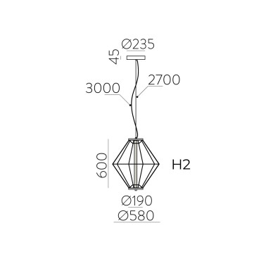ACB TOTEM H2 LED Ø580 Colgante Superficie Negro