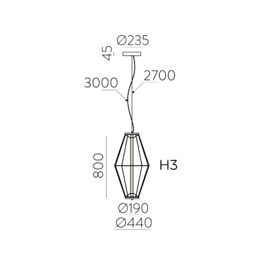 ACB TOTEM H3 LED Ø440 Colgante Superficie Negro