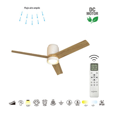 MANTRA CERÁMICA Ventilador Blanco-Madera