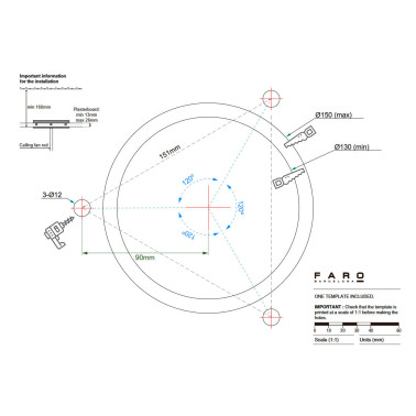 FARO Soporte de Techo Empotrado Ventilador Blanco