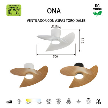 MANTRA ONA Ventilador Blanco-Madera