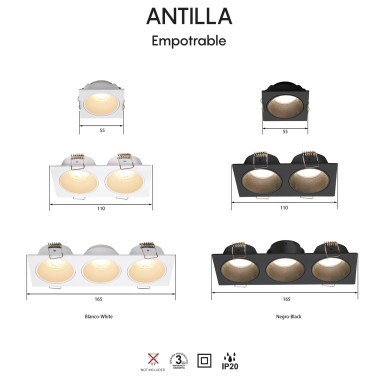 MANTRA ANTILLA Empotrable Negro 3L