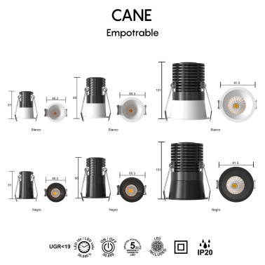 MANTRA CANE Empotrable Blanco 3W 3000K