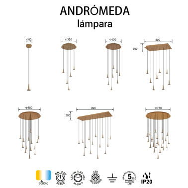 MANTRA ANDROMEDA Led Colgante Oro Sin Tulipa 8L