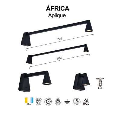 MANTRA ÁFRICA 600 Led Aplique Negro