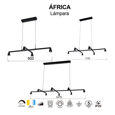 MANTRA ÁFRICA Led Colgante Negro 8L