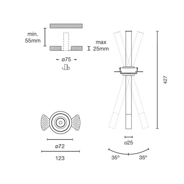 FARO IZAR TRIMLESS Empotrable Blanco 35º 3000K ON-OFF