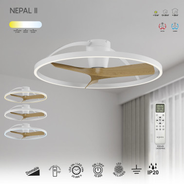 MANTRA NEPAL II Ventilador Plafón Blanco-Madera