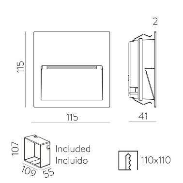 ACB NASHIRA Aplique Empotrable Blanco 115