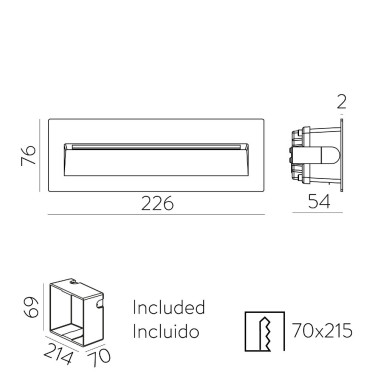 ACB NASHIRA Aplique Empotrable Blanco 226