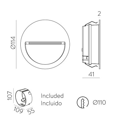 ACB SPICA LED Empotrable Bañador Antracita Ø114