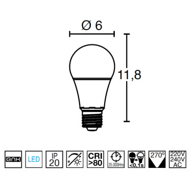 DOPO BOMBILLA LED PRO Estándar E27 9W 3000K