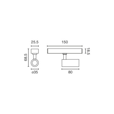 FARO NESO SLIM HOLE Ø35 5W 2700K 40º Negro