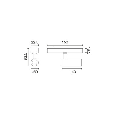 FARO NESO SLIM HOLE Ø50 10W 3000K 18º Negro
