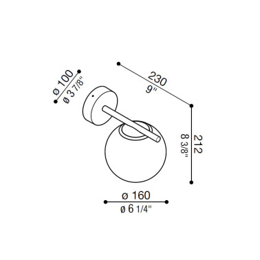 LOMBARDO PUNTO APPLIQUE con Esfera de Vidrio IP65