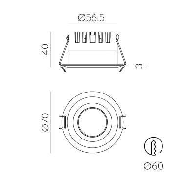 ACB SHORT Downlight Ultra-Plano Negro 5W 3000K-4000K