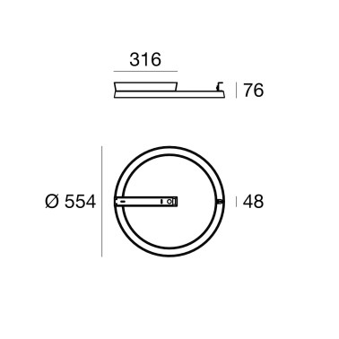 LINEA LIGHT LIRA_SR Plafón IP65 24W Negro Texturado