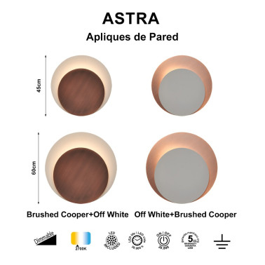 MANTRA ASTRA 600 Aplique Blanco-Cobre 2700K