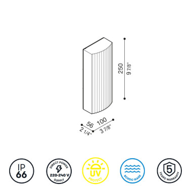 LOMBARDO GLOW 100 Aplique Acanalado 10W IP66