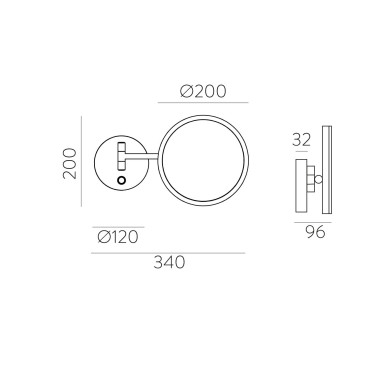 ACB BOAN Espejo de Aumento Negro LED 7W 300K-4000K